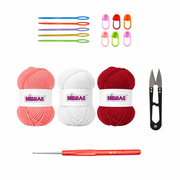Nibras Crochet Starter Kit for Beginners – Acrylic Yarn Bundle with Hook, Cutter, Safety Pins & Needle