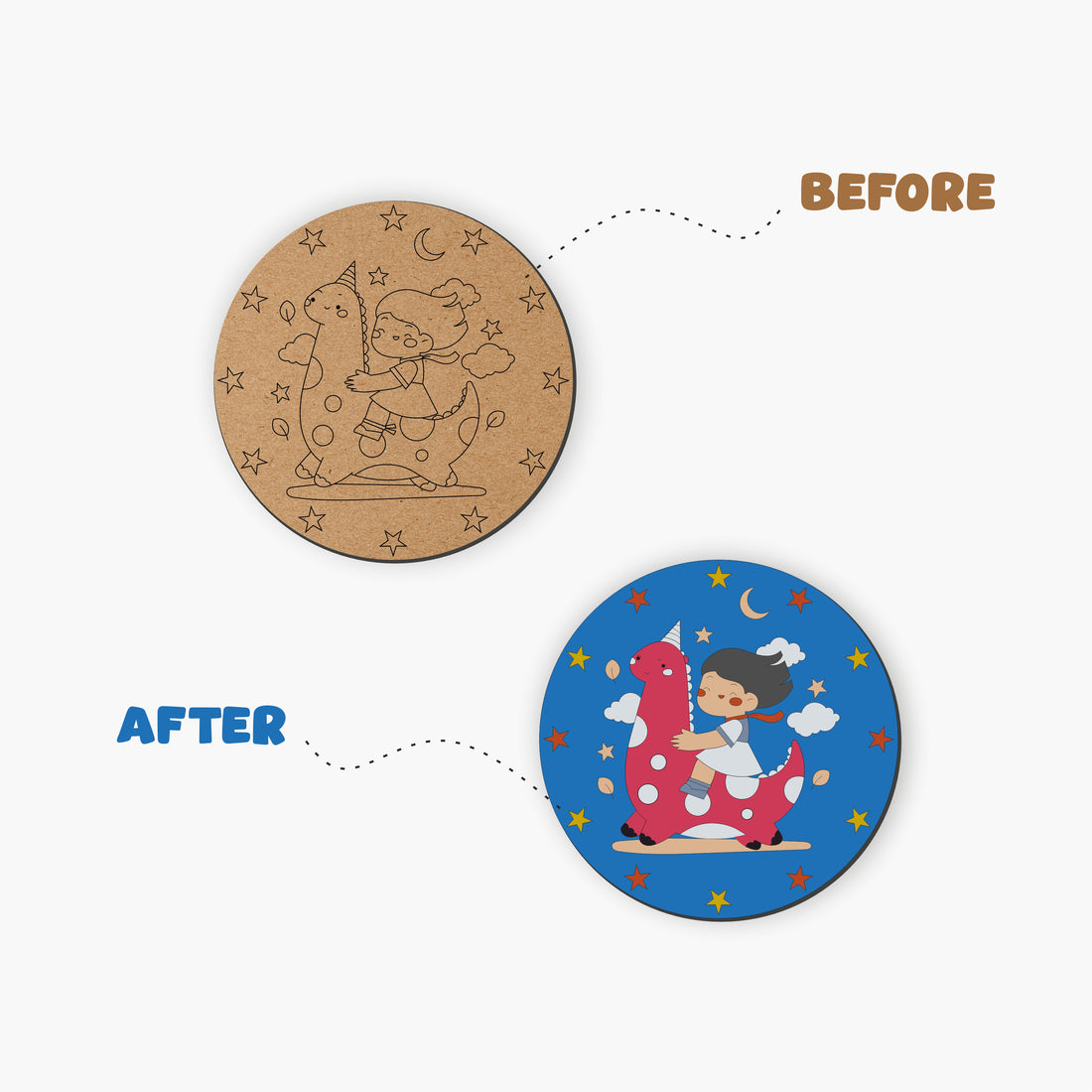 Nibras Magic Mandala Coaster Kit – Set of 6 Wooden MDF Coasters