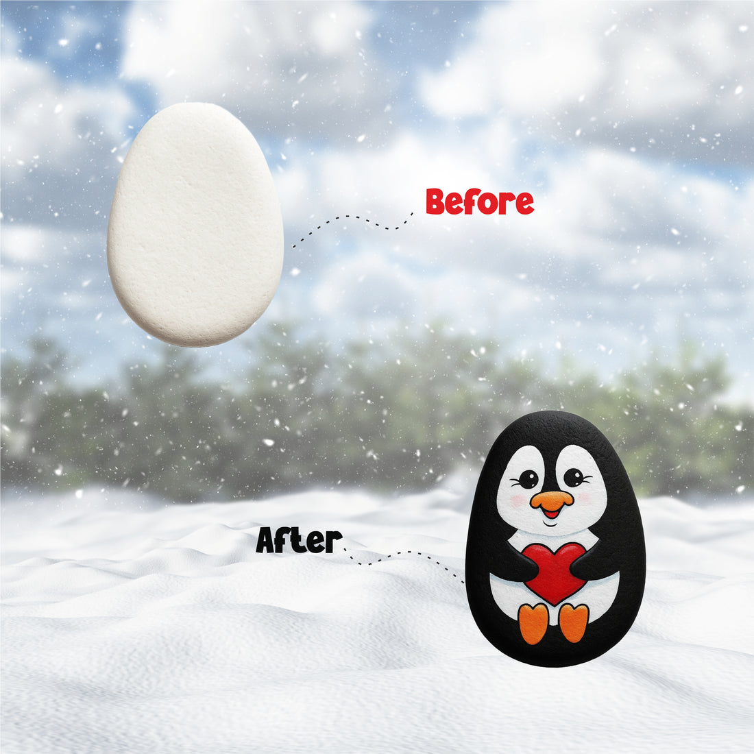 Nibras Stone Art Kit for Kids – DIY Rock Painting Kit with 7 Natural Stones, Brushes, Googly Eyes & Gems