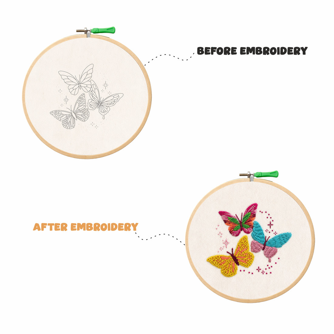 Nibras Embroidery Kit for Beginners – 2 Pre-Printed Floral Designs with Hoop, Threads, Needles & Instructions | DIY Hand Embroidery Starter Kit for Adults & Kids | Art & Craft Hobby Kit