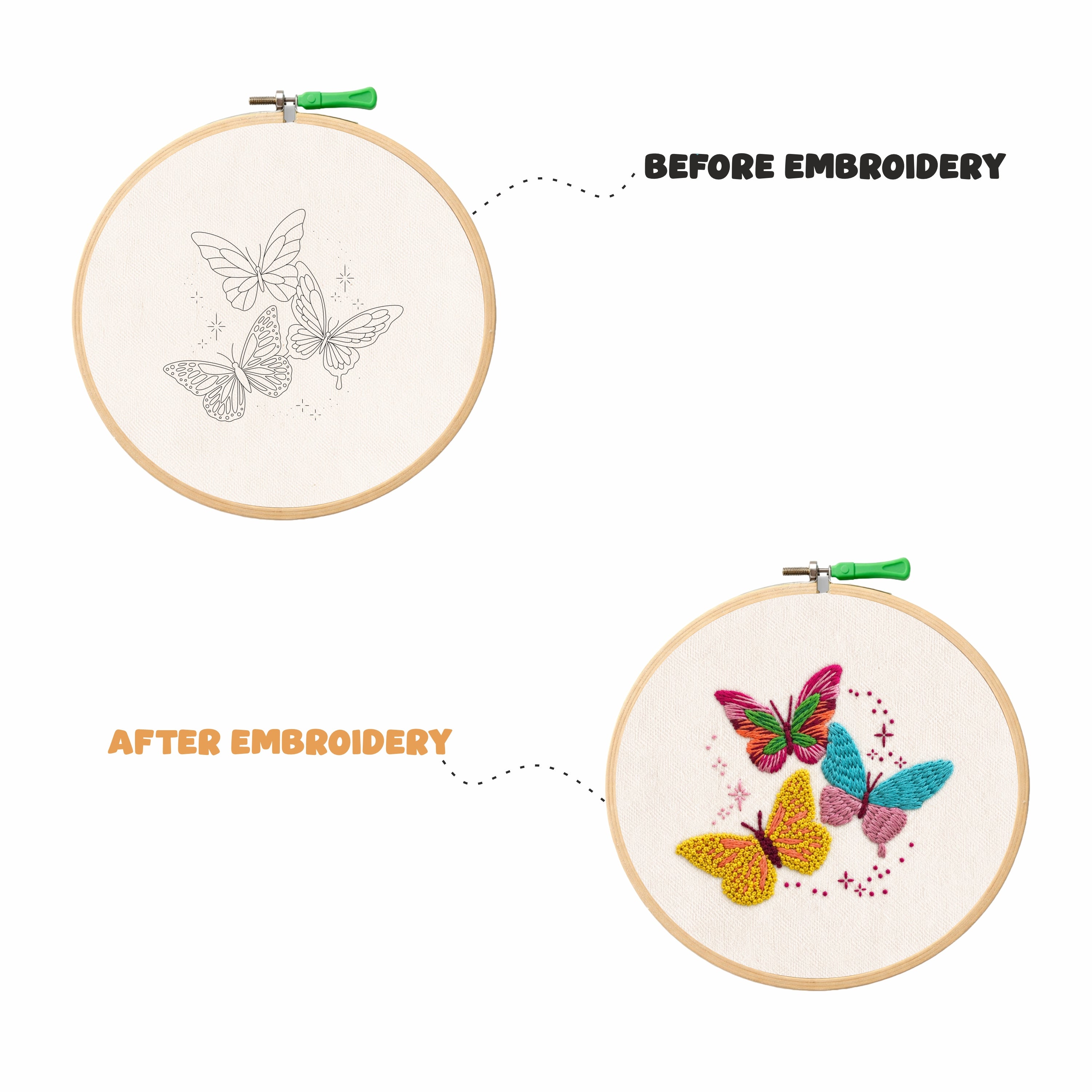 Nibras Embroidery Kit for Beginners – 2 Pre-Printed Floral Designs with Hoop, Threads, Needles & Instructions | DIY Hand Embroidery Starter Kit for Adults & Kids | Art & Craft Hobby Kit